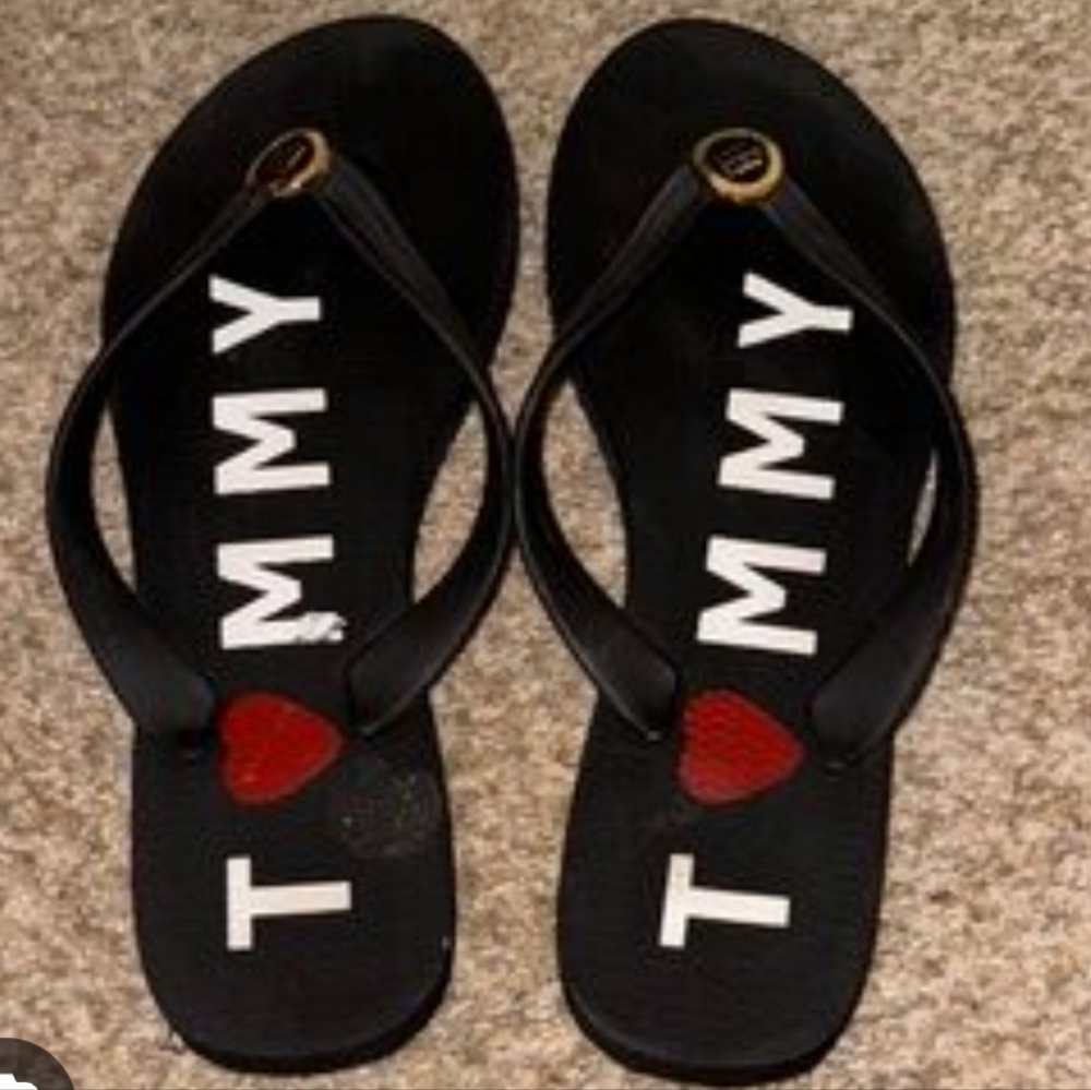 Tommy Hilfiger Black and Red Kids Flip Flops